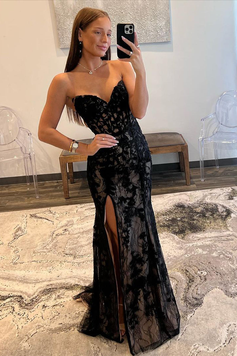 black prom dress with slit